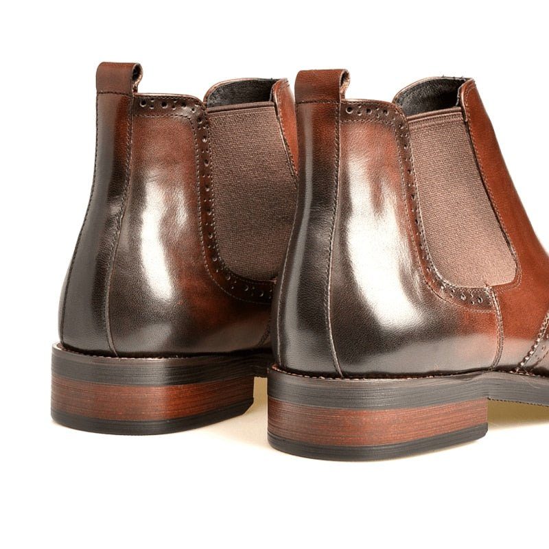 Herrstövlar Flat Slip On Designer Ankel Boots - Kaffe