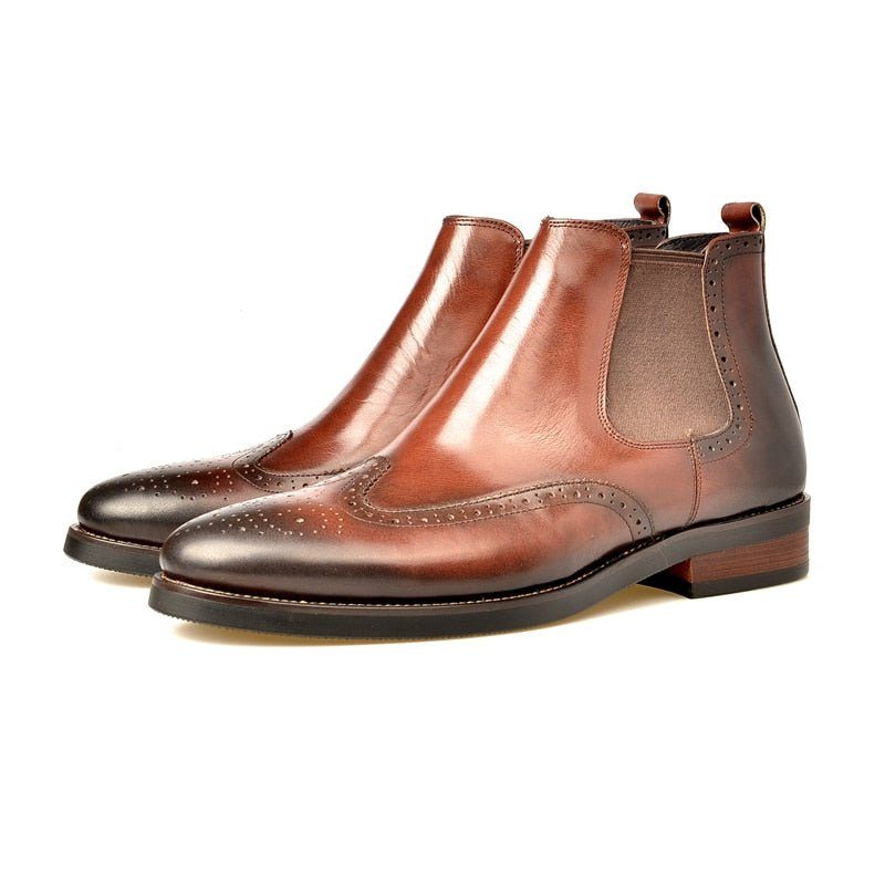 Herrstövlar Flat Slip On Designer Ankel Boots - Kaffe