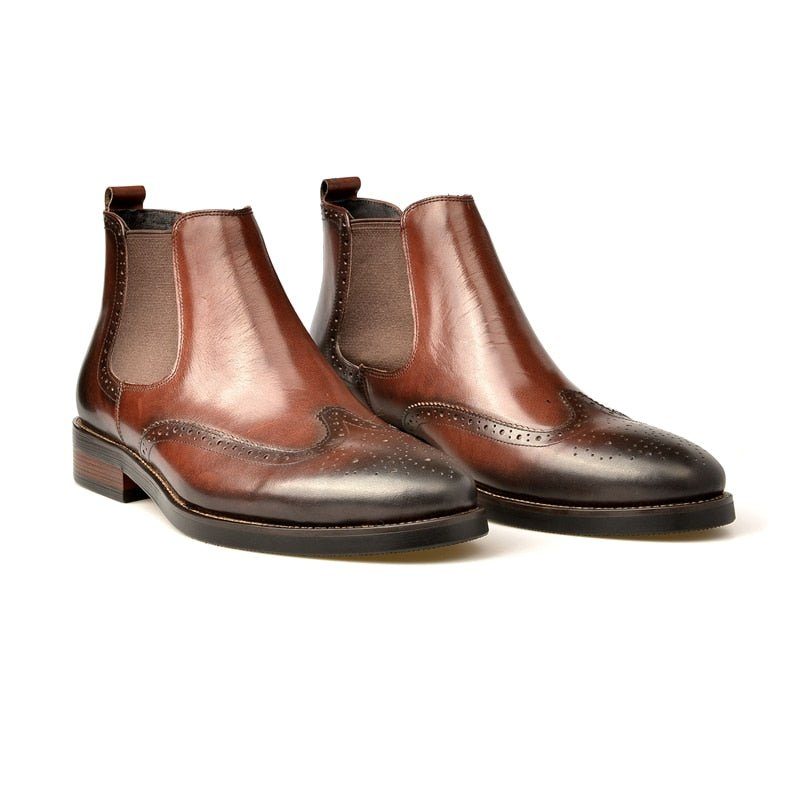 Herrstövlar Flat Slip On Designer Ankel Boots - Kaffe