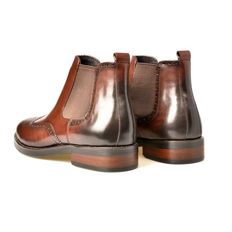 Herrstövlar Flat Slip On Designer Ankel Boots - Kaffe