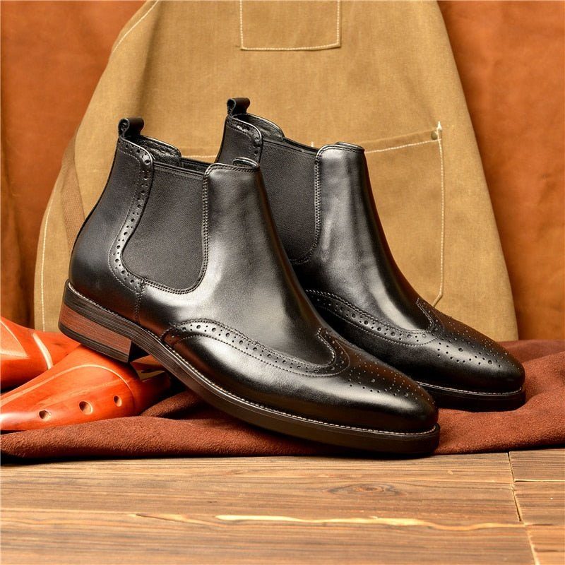 Herrstövlar Flat Slip On Designer Ankel Boots - Svart