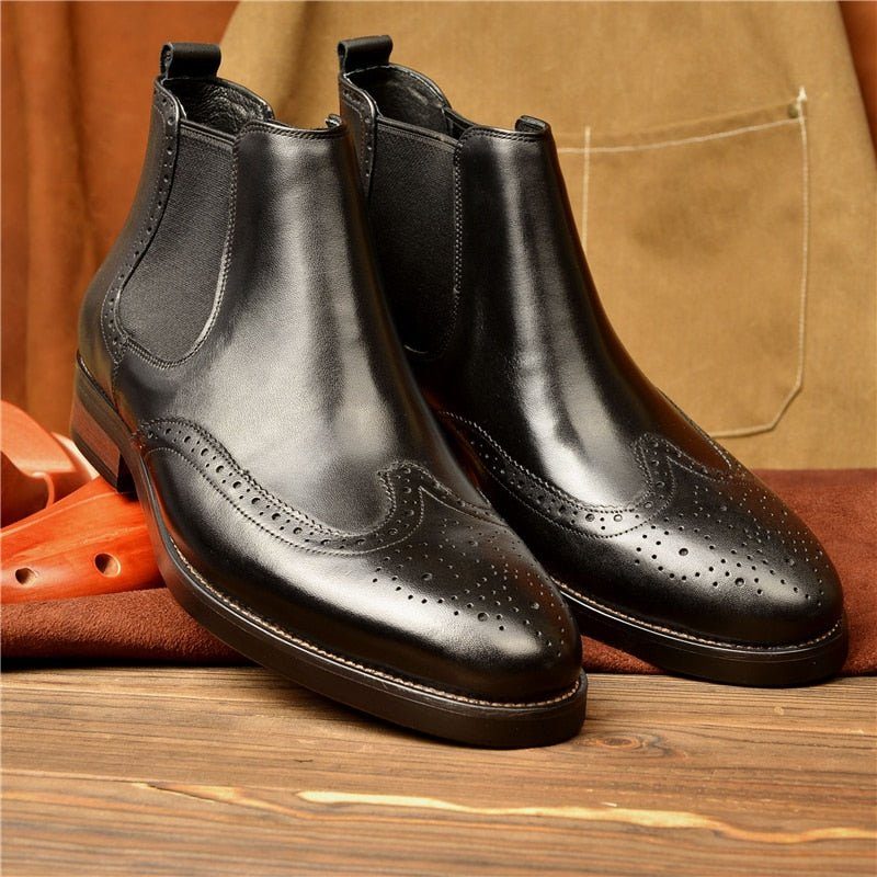 Herrstövlar Flat Slip On Designer Ankel Boots - Svart