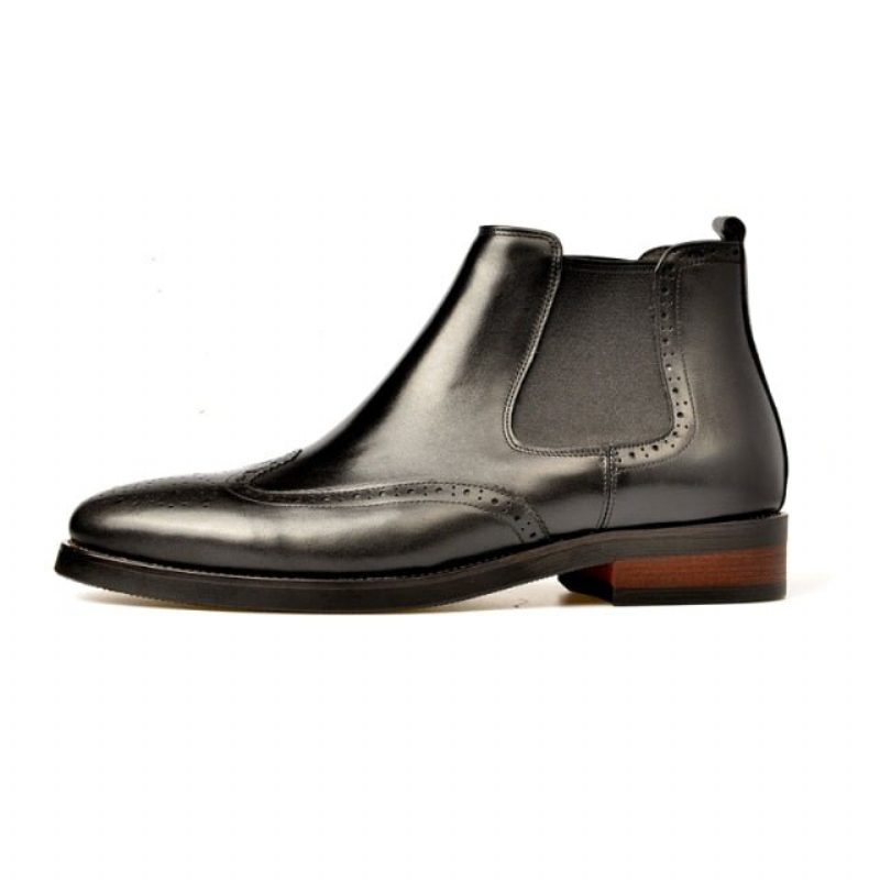 Herrstövlar Flat Slip On Designer Ankel Boots - Svart