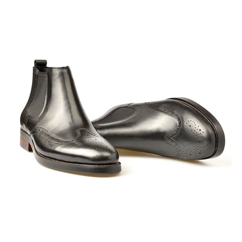 Herrstövlar Flat Slip On Designer Ankel Boots - Svart