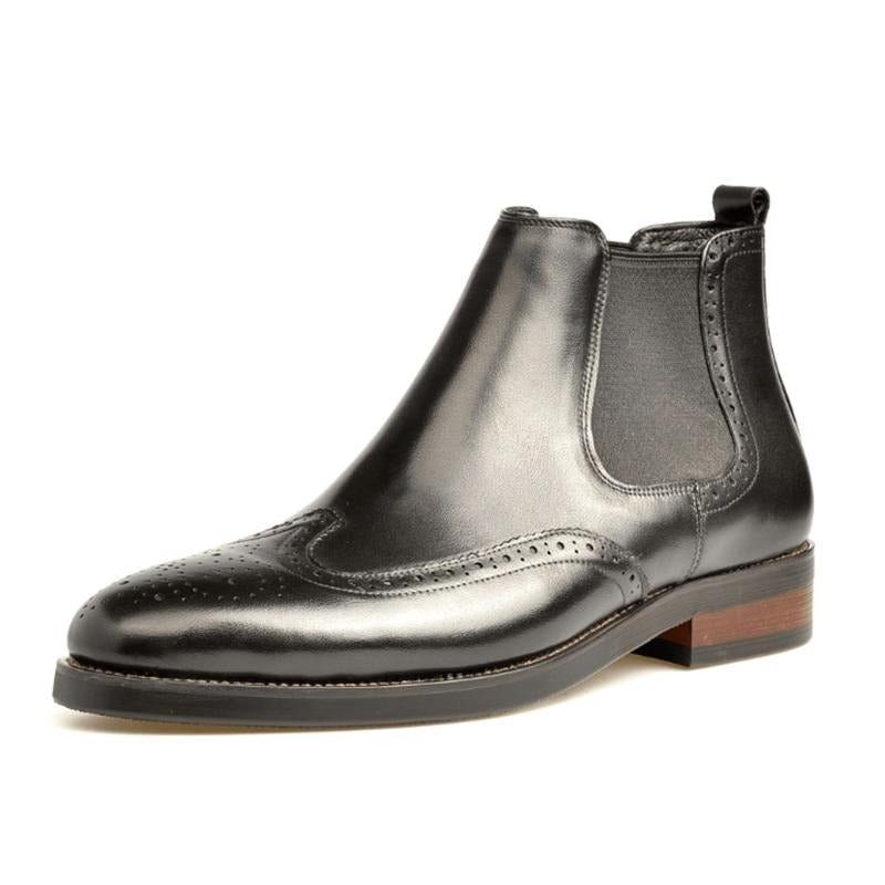 Herrstövlar Flat Slip On Designer Ankel Boots - Svart