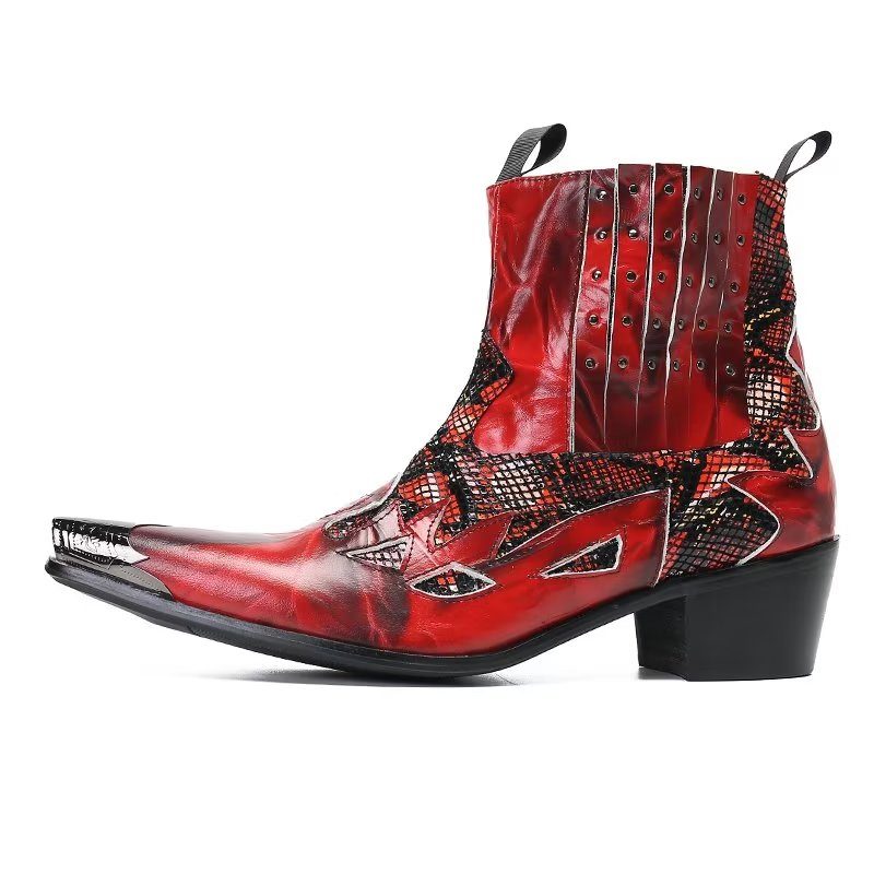 Herrstövlar I Äkta Läder Exotic Texture Dress Boots - Röd