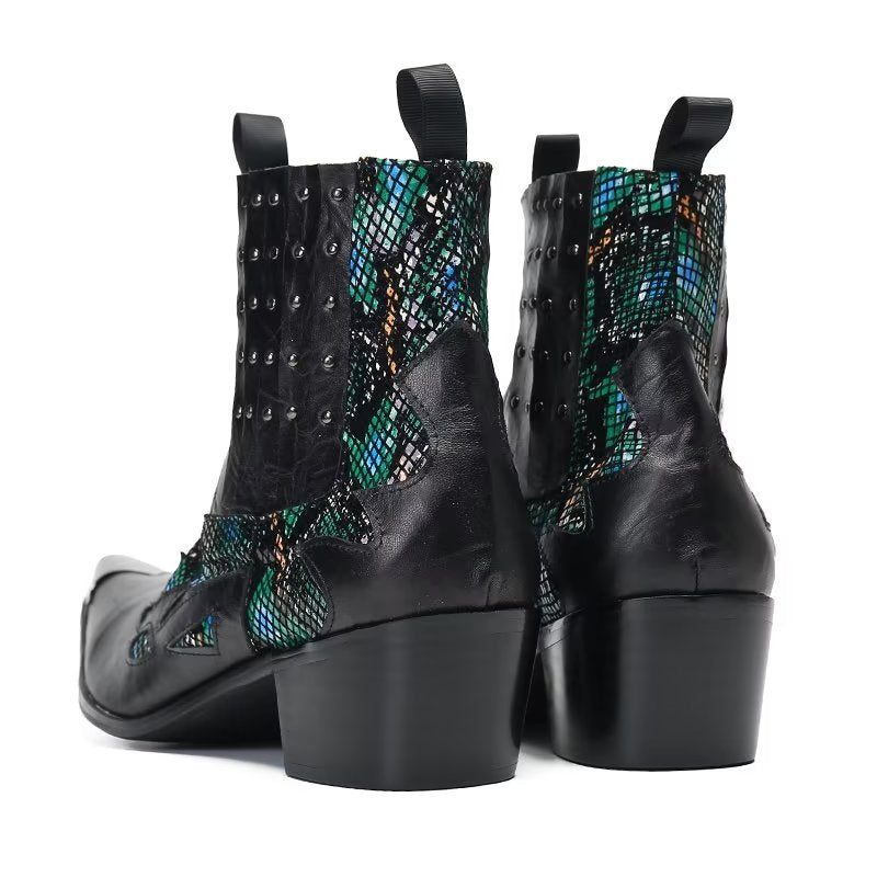 Herrstövlar I Äkta Läder Exotic Texture Dress Boots - Svart