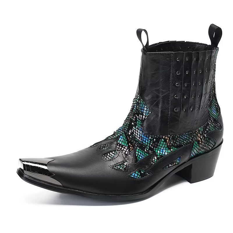 Herrstövlar I Äkta Läder Exotic Texture Dress Boots - Svart