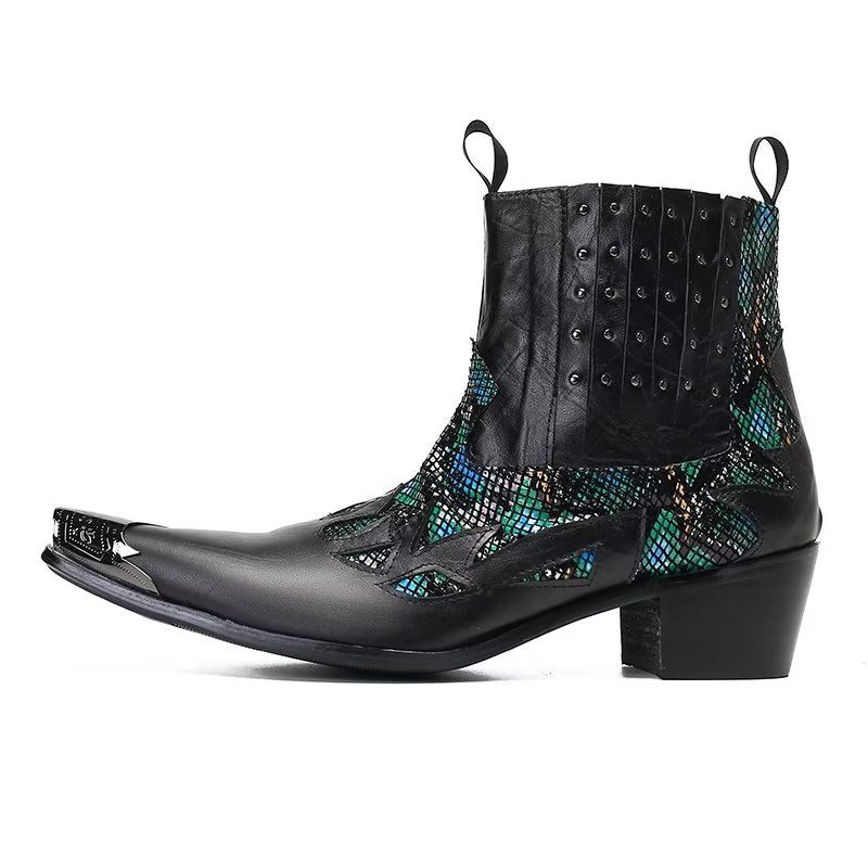 Herrstövlar I Äkta Läder Exotic Texture Dress Boots - Svart