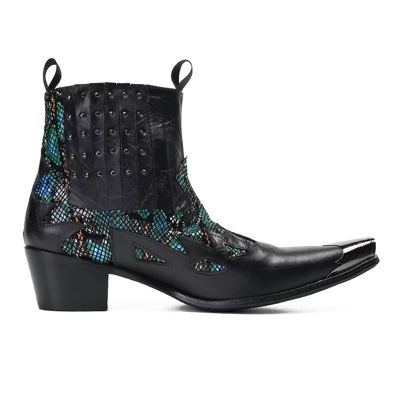 Herrstövlar I Äkta Läder Exotic Texture Dress Boots - Svart