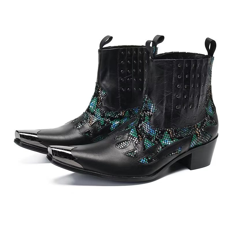 Herrstövlar I Äkta Läder Exotic Texture Dress Boots - Svart