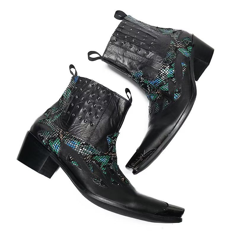 Herrstövlar I Äkta Läder Exotic Texture Dress Boots - Svart