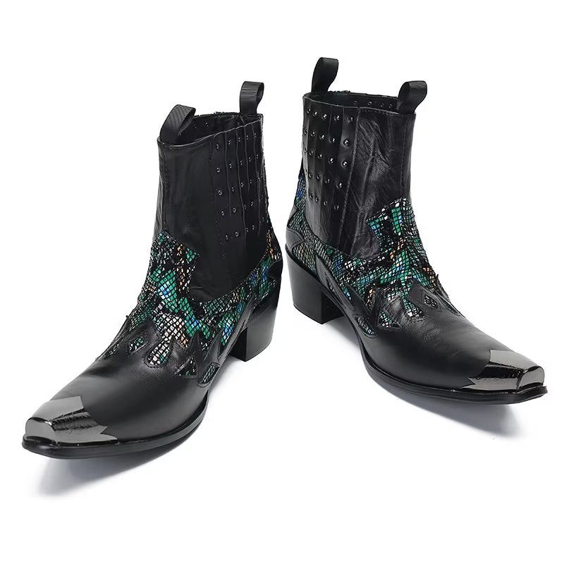 Herrstövlar I Äkta Läder Exotic Texture Dress Boots - Svart