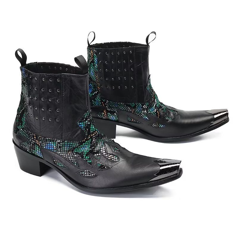 Herrstövlar I Äkta Läder Exotic Texture Dress Boots - Svart