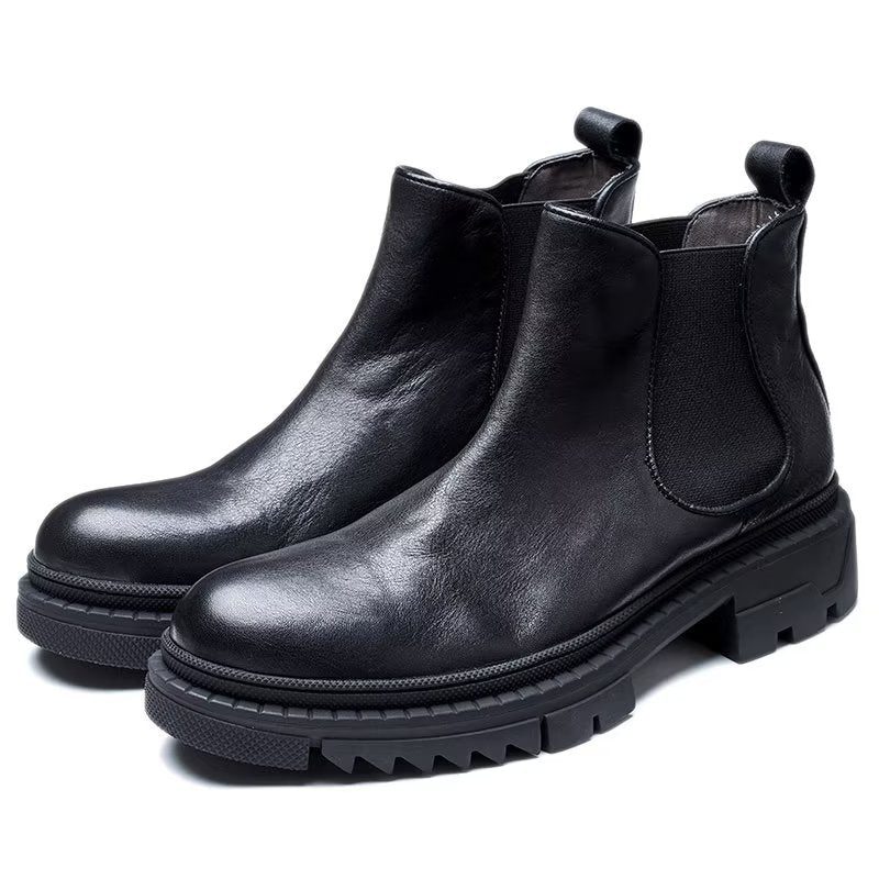 Herrstövlar Koläder Slip On Ankel Boots - Svart