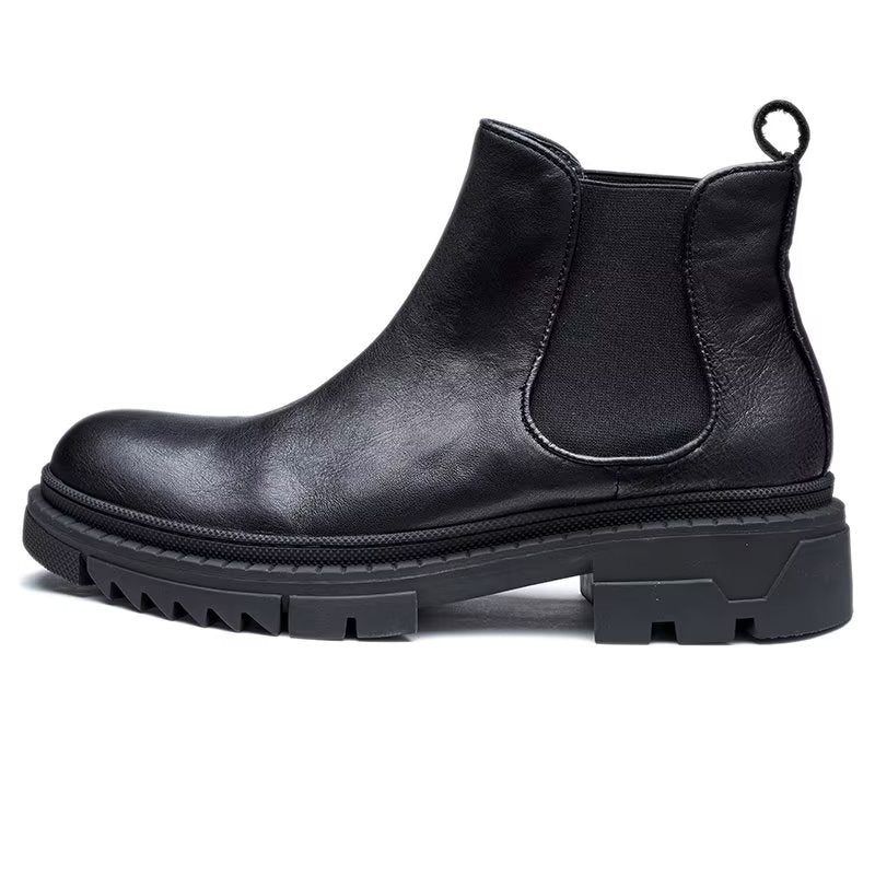 Herrstövlar Koläder Slip On Ankel Boots - Svart