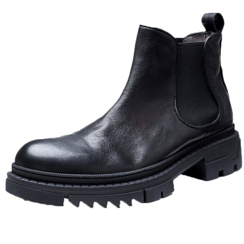 Herrstövlar Koläder Slip On Ankel Boots - Svart