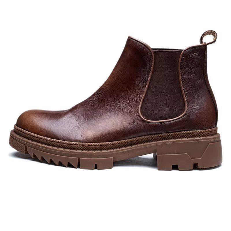 Herrstövlar Koläder Slip On Ankel Boots - Kaffe