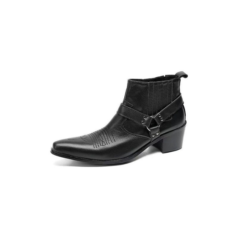 Herrstövlar Luxury Serpent Black Leather Party Ankel Boots