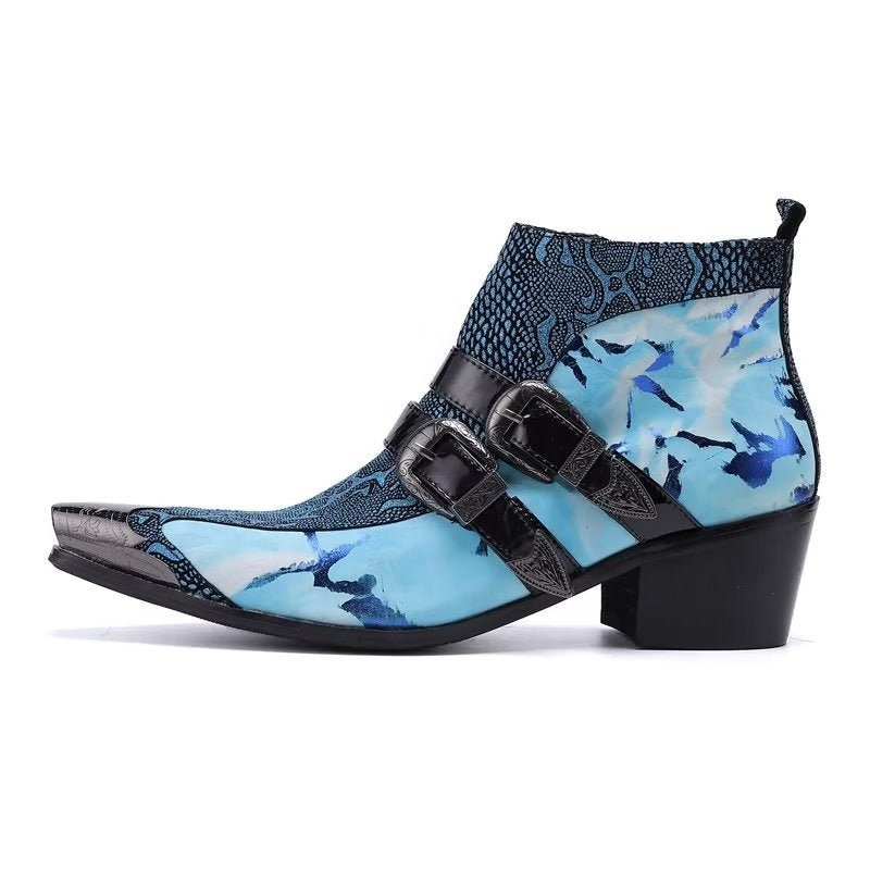 Herrstövlar Lyx Exotica Äkta Läder Statement Dress Boots - Blå