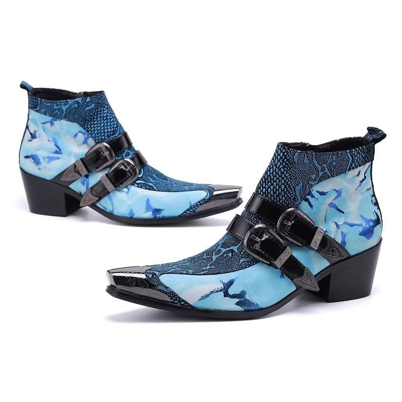 Herrstövlar Lyx Exotica Äkta Läder Statement Dress Boots - Blå