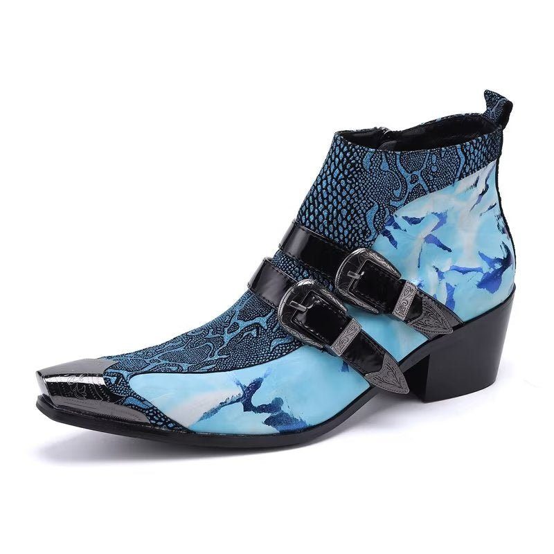 Herrstövlar Lyx Exotica Äkta Läder Statement Dress Boots - Blå