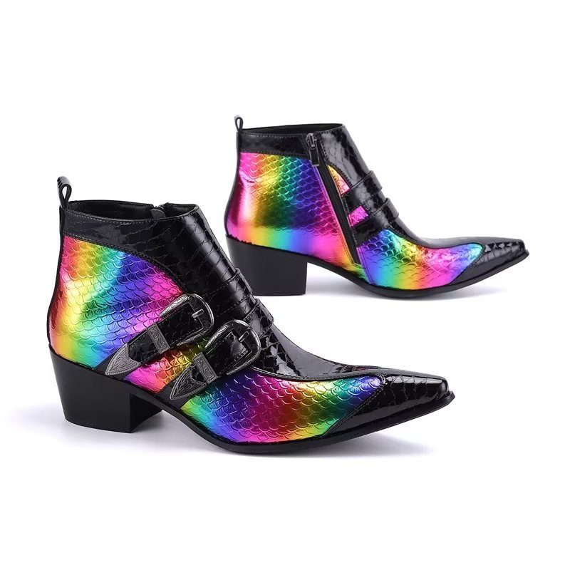 Herrstövlar Lyx Exotica Äkta Läder Statement Dress Boots - Flerfärgad