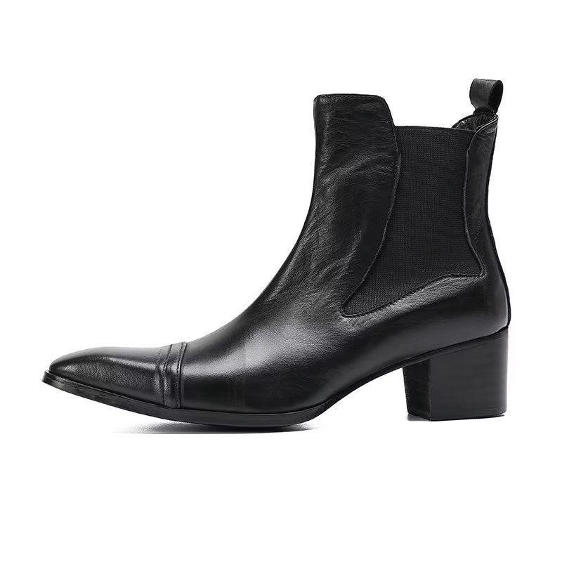 Herrstövlar Lyxiga Croc-textur Läder Statement Dress Boots - Svart