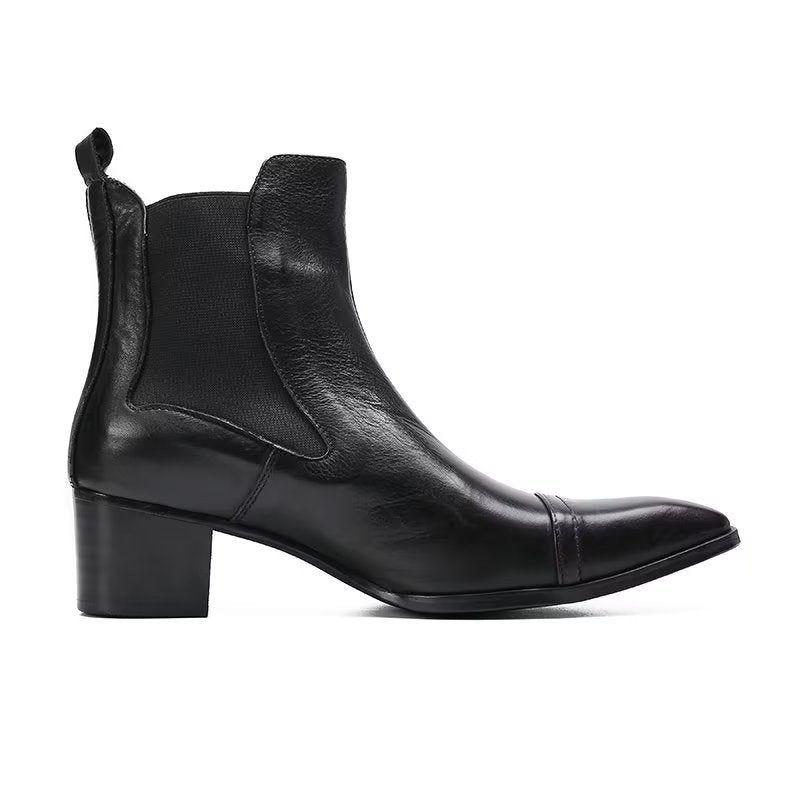 Herrstövlar Lyxiga Croc-textur Läder Statement Dress Boots - Svart