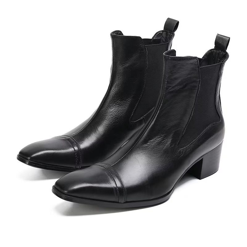 Herrstövlar Lyxiga Croc-textur Läder Statement Dress Boots - Svart