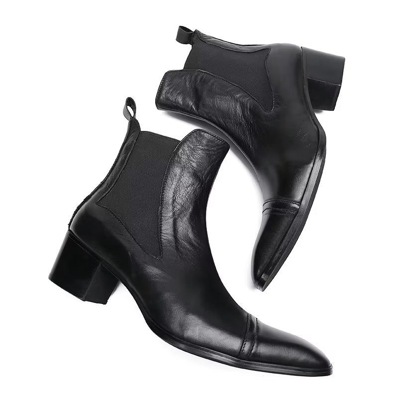 Herrstövlar Lyxiga Croc-textur Läder Statement Dress Boots - Svart