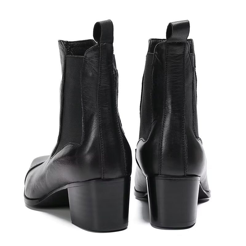 Herrstövlar Lyxiga Croc-textur Läder Statement Dress Boots - Svart