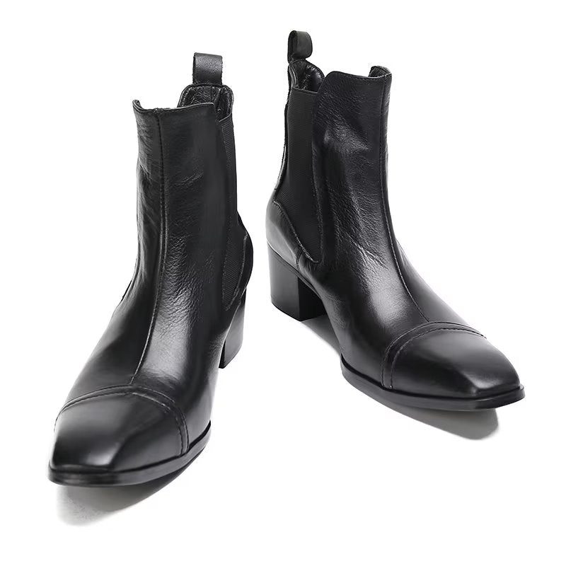 Herrstövlar Lyxiga Croc-textur Läder Statement Dress Boots - Svart