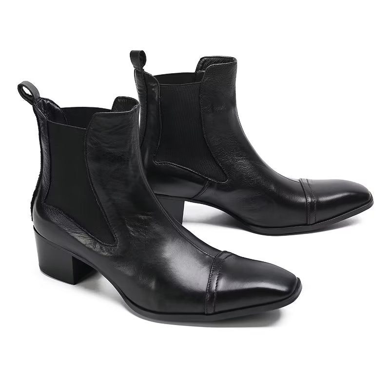 Herrstövlar Lyxiga Croc-textur Läder Statement Dress Boots - Svart