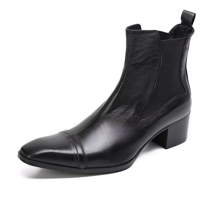 Herrstövlar Lyxiga Croc-textur Läder Statement Dress Boots - Svart