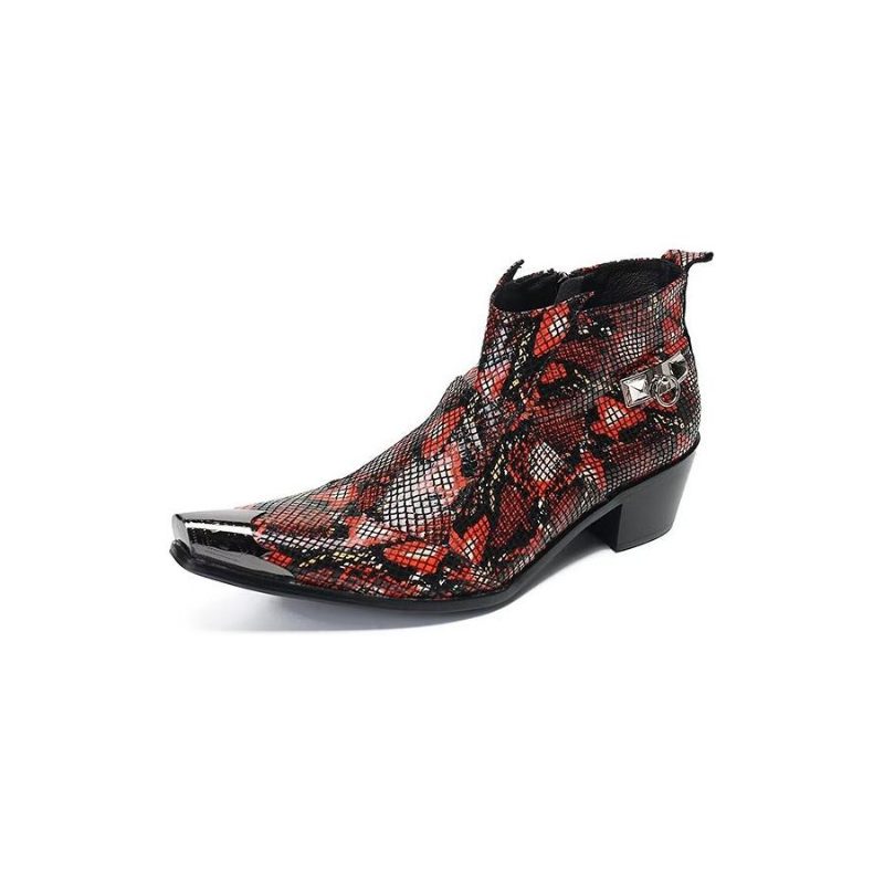 Herrstövlar Lyxiga Exotiska Läder Statement Dress Boots - Röd