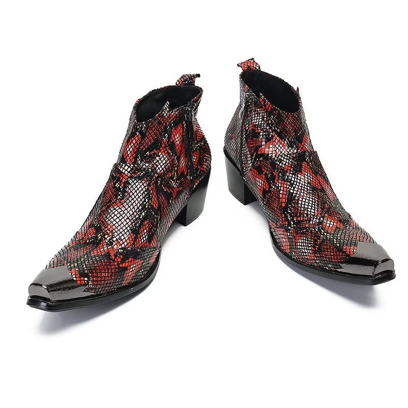 Herrstövlar Lyxiga Exotiska Läder Statement Dress Boots - Röd