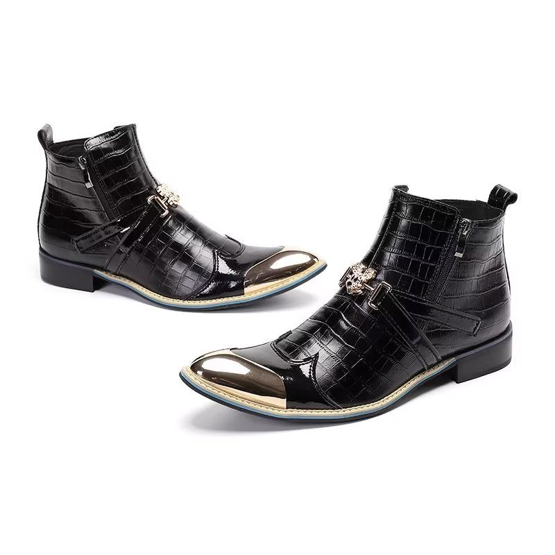 Herrstövlar Lyxkrokodilläder Statement Dress Boots - Svart