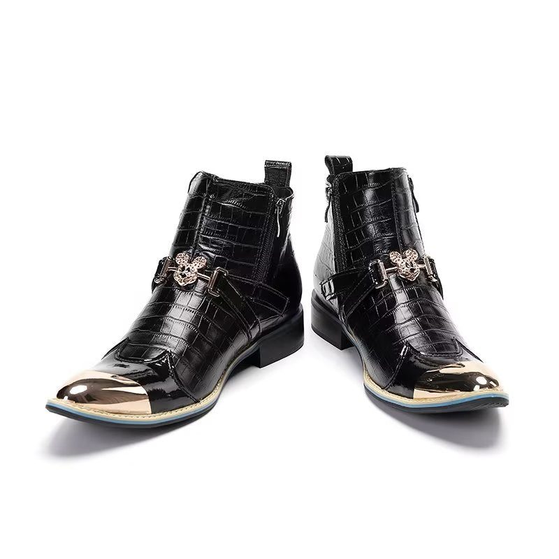 Herrstövlar Lyxkrokodilläder Statement Dress Boots - Svart