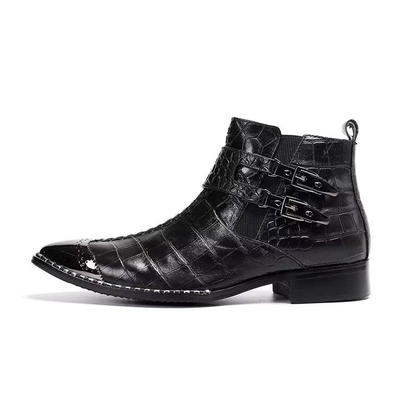 Herrstövlar Lyxkrokodilläder Statement Dress Boots - Svart