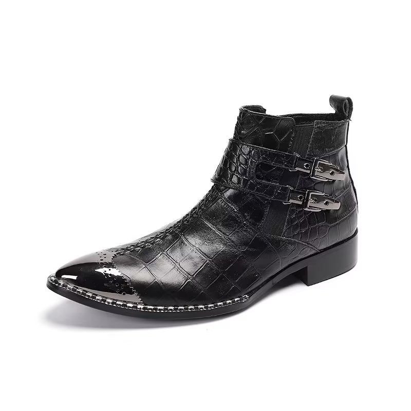 Herrstövlar Lyxkrokodilläder Statement Dress Boots - Svart