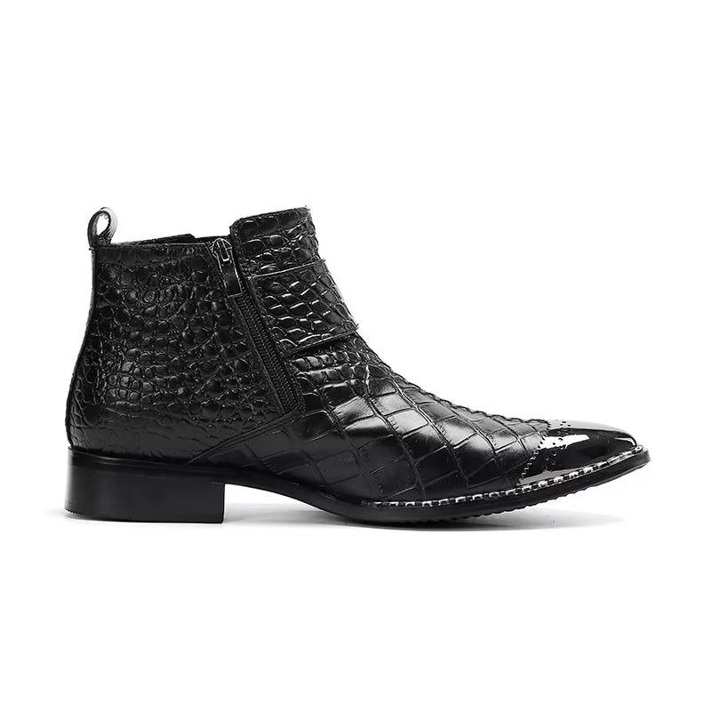 Herrstövlar Lyxkrokodilläder Statement Dress Boots - Svart