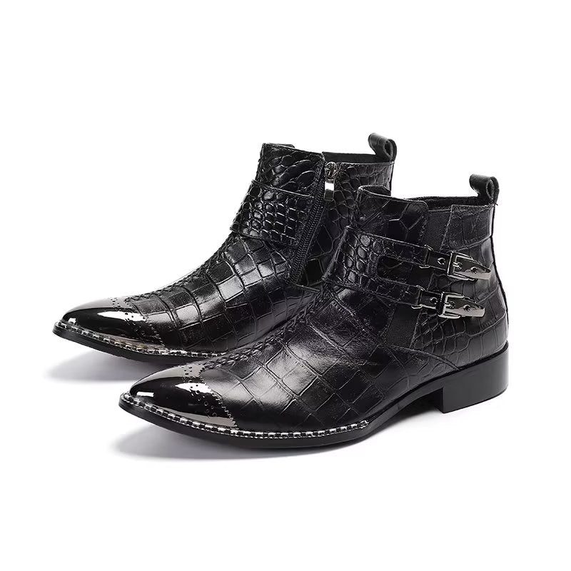 Herrstövlar Lyxkrokodilläder Statement Dress Boots - Svart