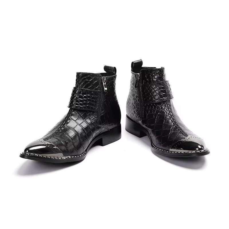 Herrstövlar Lyxkrokodilläder Statement Dress Boots - Svart