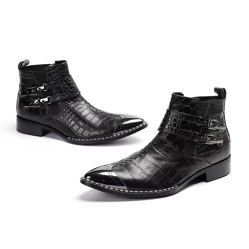 Herrstövlar Lyxkrokodilläder Statement Dress Boots - Svart