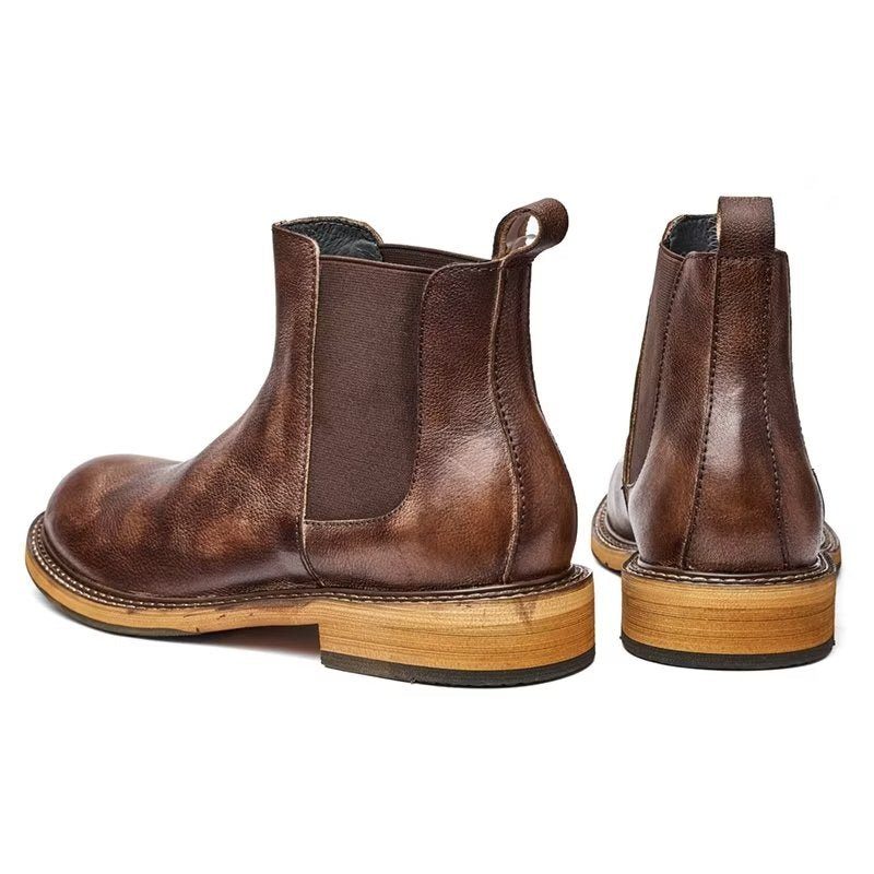 Herrstövlar Präglade Elegance Slip-on Ankel Boots - Kaffe