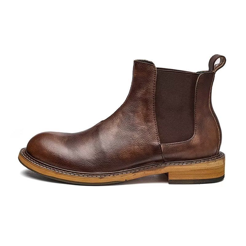 Herrstövlar Präglade Elegance Slip-on Ankel Boots - Kaffe