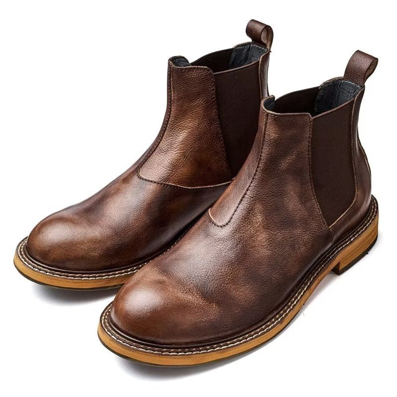 Herrstövlar Präglade Elegance Slip-on Ankel Boots - Kaffe