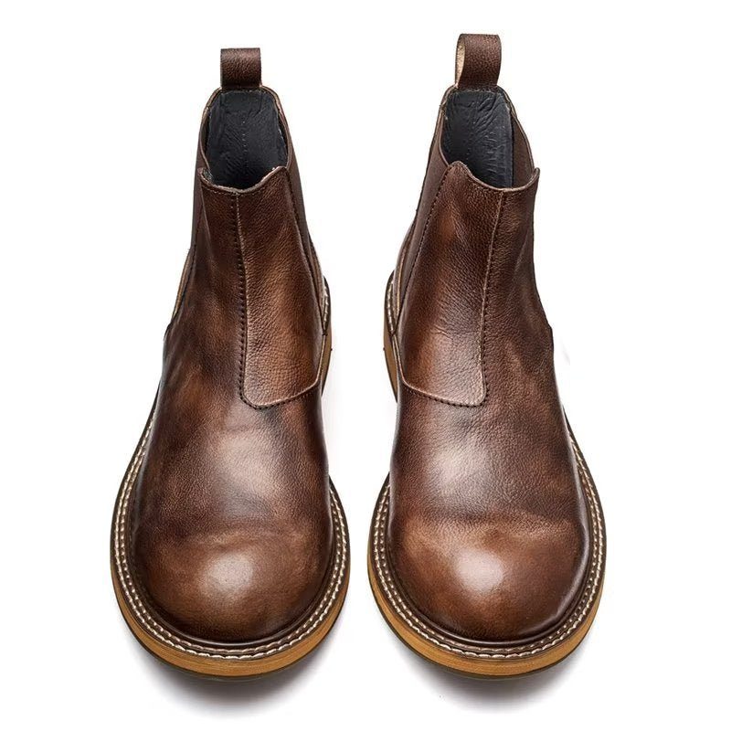 Herrstövlar Präglade Elegance Slip-on Ankel Boots - Kaffe