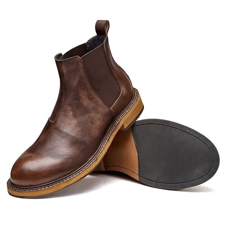 Herrstövlar Präglade Elegance Slip-on Ankel Boots - Kaffe